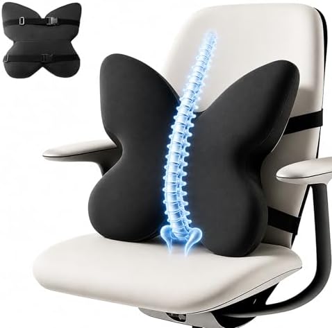 Memory Foam Lumbar Support Pillow,Back Support for Office Chair,Back Pillow for Chair,Ergonomic Lower Back Cushion for Desk Chair,Computer Chair,Gaming Chair and Car Seat,Washable Cover（Black） by FoKon