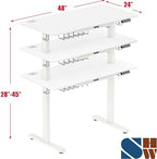 SHW 48-Inch Electric Height Adjustable Standing Desk w/Drawer, White - Image 3