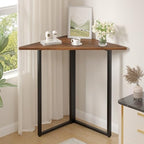 VECELO Corner Desk,Office Tables for Living Room for Small Space Triangle Computer Desk with Steel Frame Corner Shelves with Metal Frame Writing Desk for Workstation Classic Brown 31.1" by VECELO
