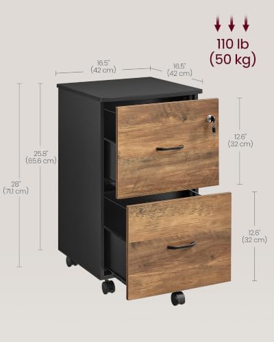 VASAGLE 2-Drawer File Cabinet, Small Rolling, Locking, Printer Stand - Image 3