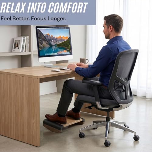 Tiel Ergonomic Wooden Foot Rest for Under Desk – Angled Leg Elevation Stool for Posture & Back Support on Hardwood & Carpet - Image 4