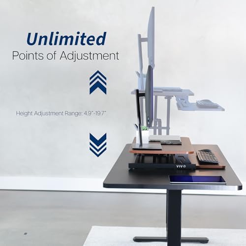 VIVO Dark Walnut 32 inch Standing Desk Riser, DESK-V000SD - Image 5