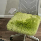 LLB Sheepskin Chair Covers Office Chair Cushion Dining Room Chair Pads Desk Chair Seat Cushion for Computer Chair Fur Area Rugs Pea Green, 18x18 Inch (Pack of 1) by LLB