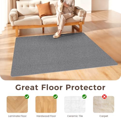 Sycoodeal Office Chair Mat for Hardwood Floor,Slip Resistant Floor Mat for Rolling Chairs,Easy to Clean,Large Floor Protector Office Computer Gaming Chair,Grey(48"x60") - Image 4