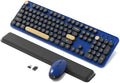 Retro Wireless Keyboard and Mouse Combo with Wrist Rest (Klein Blue) by COVEVA