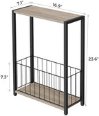 Homleke Narrow Side Table with Magazine Holder, Skinny End Table - Image 3