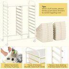 Giantex 20 Drawers Rolling Cart, Mobile Storage Drawer Cart, Classroom Organizer for Office School Supplies Tools Scrapbook Paper Craft Small Printer, Utility Stand on Wheels, Ivory White - Image 4