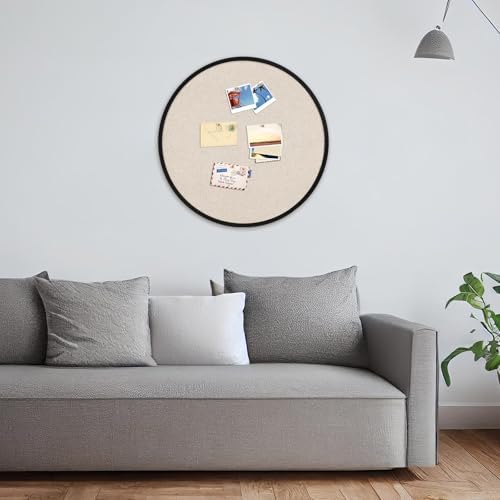 Wonderjune Linen Display Pinboard, Round, 24'' X 24'', Matte Black - Image 5