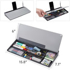 TSJ OFFICE Desktop Whiteboard Dry-Erase-Board - Computer Keyboard Stand White Board Surface Pad with Drawer, Desk Organizers with Accessories for Office, Home, School Supplies - Complete Grey - Image 4