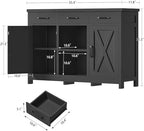 TEENFON Coffee Bar Cabinet with 3 Drawers, Farmhouse Buffet Cabinet - Image 3
