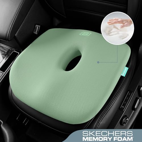 Skechers Seat Cushion Memory Foam,Donut Pillow Office Chair Cushion for Tailbone Pain Relief,Butt Pillow for Office Chair,Car seat Cushion,Long Sitting Office Workers,and Car Drivers,Green - Image 2