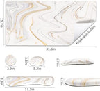 QiyI PU Leather Desk Mat Set, 4-in-1 Ergonomic Wrist Rest, Marble Stripes - Image 3