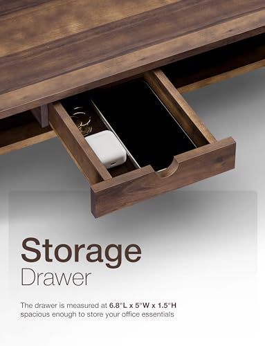 Tinamo Wood Monitor Stand with Drawer & Storage, Walnut Color (Patented) - Image 5