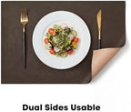 Artoid Mode Coffee Faux Leather Placemats Set of 8, 12x18 Inch Waterproof Wipeable Heat Resistant Vinyl Place Mats, Reversible Table Mats for Kitchen Dining Decor - Image 6