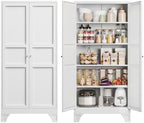 Yizosh Metal Storage Cabinet Kitchen Pantry Cabinet White by Yizosh