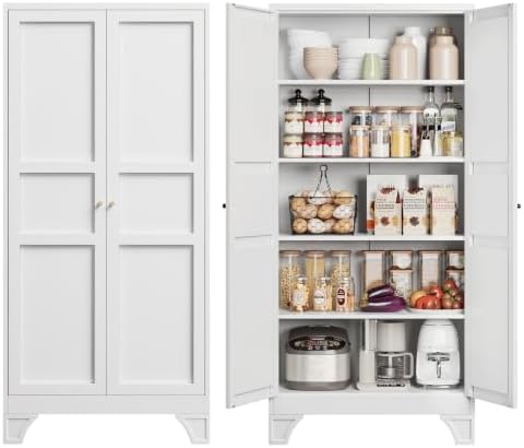Yizosh Metal Storage Cabinet Kitchen Pantry Cabinet White by Yizosh