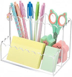 Scalloped Acrylic Pencil Holder for Desk, 3 Compartments by Unknown