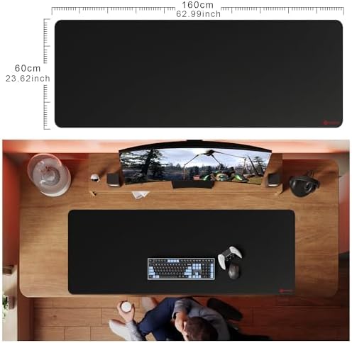 ZORESYN 63x23.6 Inch Gaming Mouse Pad – 4XL Giant Desk Mat with Smooth Surface, Noise-Reducing Non-Slip Base & Stitched Edges for Gamers and Office, Black - Image 2