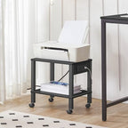 HOOBRO 2-Tier Printer Stand with Charging Station, Under Desk Printer Table, Printer Cart with Storage Shelves, Shelf for Small Spaces, for Home Office, Black BK38UPS01 - Image 3