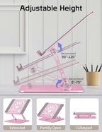Adjustable Aluminum Laptop Stand for Desk,Ergonomic Riser, Pink - Image 4
