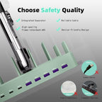Charging Station for Multiple Devices, Zobirez 10-Port USB C Fast Charger Stations for MacBook, iPhone, Android Cell Phone, iPad, Tablet, Family Multi-Device Organizer Charging Dock, Green - Image 2