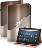 Case for Kindle Fire HD 10 & 10 Plus Tablet (13th/11th Generation, 2023/2021 Release) 10.1" - PU Leather Flip Case with Elastic Band & Card Slots/Holder, Multi-Angle Stand Cover - Silver Flower by TUOLISG