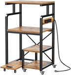 POKIPO 4 Tier Large Printer Stand Table with Power Outlet Adjustable Shelf by POKIPO