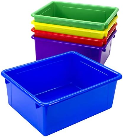 Storex Letter Size Deep Storage Tray – Organizer Bin for Classroom, Office and Home, Assorted Colors, 5-Pack (62530A05C), 10 x 13 x 5 Inches - Image 3