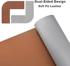 Chihein L-Shaped Desk Pad, Corner Desk Mat (49.2”+ 49.2”) x 15.7”, Computer Office Mouse pad Writing Table Pad for Home Office - Brown/Gray - Image 4
