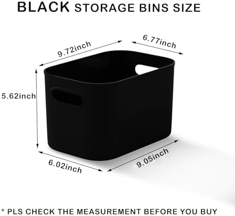 ORGIDOL 12 Pack Black Plastic Storage Bins, Storage Container for Organizing, Storage Boxes with Handle for Shelves, Cute Organizer Bins for Craft, Snacks, Pantry, Cabinet, 8.7x6.7x5.66inch - Image 7