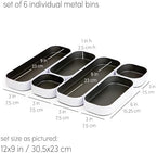 Three by Three Seattle Metal Stacking Bins Drawer Organizer, 6-Pc (Gray) - Image 3