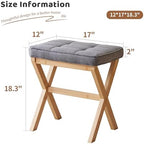 Foot Stool Small Ottoman Foot Rest Padded Foot Stool Desk for Under Office Desk Vanity Stool Bamboo Footstool Sofa Footrest Shoe Stool Small Foot Stools (Natural Legs + Gray) - Image 2