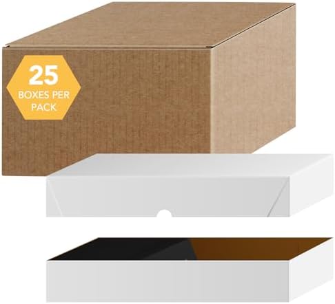 White Business Card Folding Box - Thick and Sturdy Cardboard Boxes for Storage Containers, Packaging, Card Holder and Organizer - 25 per Pack (12" x 3 1/2" x 2") by SSuperfinePrinting