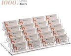 HeZone Business Card Holder for Desk Multiple Cards Display Stand Rack for Women and Men Clear Acrylic Card Organizer 20 Slot 5 Tier Large Capacity-Holds 1000 Cards -1 Pack (20 Cell H) - Image 2