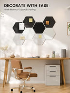 Fluxynara 8-Pack Hexagon Felt Bulletin Board Tiles, Concrete Echo - Image 6