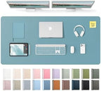 YSAGi Leather Desk Pad Protector, Office Desk Mat, Large Mouse Pad, Non-Slip PU Leather Desk Blotter, Laptop Desk Pad, Waterproof Desk Writing Pad for Office and Home (Aquamarine, 47.2" x 23.6") by YSAGi
