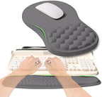 2-in-1 Ergonomic Set, Wave Rise Keyboard Wrist Rest and Massage Bulge Slope Mouse Pad Wrist Support, Cushion Memory Foam Integrated to Relieve Wrist Pain, Deep Gray by KUOSGM