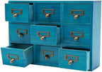 DKSLALALI Apothecary Cabinet Vintage, 9 Drawers Herb Storage Box Chinese Medicine Cabinet Index Card Catalog Desk Apothecary Shelf to Store Jewelry Medications Herbs (Blue) - Image 7