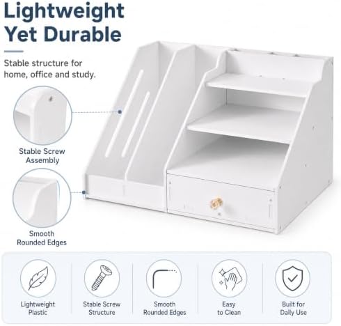Desk Organizer with Drawer, Office File Organizer, Paper Tray & Pen Storage - Image 6