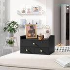 Bamboo Desk Organizer with Drawers,Wooden Desktop Storage (3 Drawers,Black) - Image 5