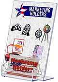 Marketing Holders 12 Pack Acrylic Sign Holder 5" x 7" with 3.5" x 2" Business Card Pocket Slant Back Side Load Clear Table Tent for Tradeshows Expos and Conventions by MarketingHolders