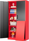 SISESOL Wide & Deep Metal Storage Cabinet with 5 Shelves,72" Tall Red Garage Storage Cabinet with Lock,Metal Cabinets with Locking Doors,Lockable Steel Cabinets for Home,Office,Shop,Garage,72x36x18 by SISESOL