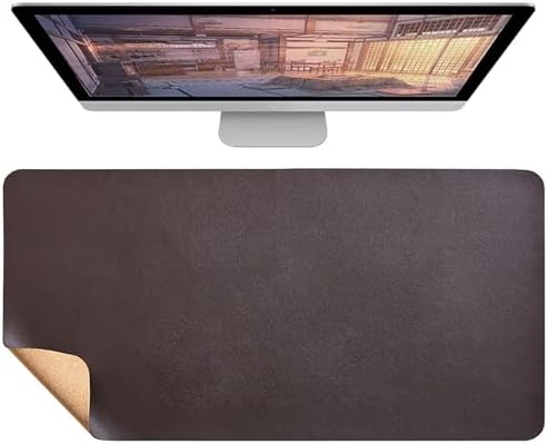 Dual-Sided Leather & Cork Desk Mat, Large Waterproof Stain-Resistant Mouse Pad, Multi-Use Desk Pad for Computer & Office Home(Brown,80x40cm) by Unknown