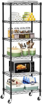 Golpart Small Shelves Storage Wire Metal Adjustable Shelf Unit with Wheels by Golpart