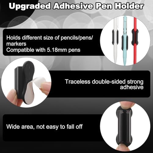 Sherr 48 Pack Adhesive Silicone Pencil Holders Bulk for Desk,Wave,Black - Image 3