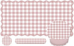 Pink Gingham Scalloped Desk Mat Set, Mouse Pad with Gel Wrist Rest,Ergonomic Keyboard Wrist Support for Women Non-Slip Desk Pad Home Office Decor by Unknown