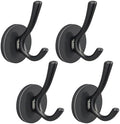 ULIBERMAGNET Strong Magnetic Double Hooks, 4 Pack Heavy Duty Sturdy Coat Magnetic Hooks, Rubber Magnets Large Hooks for Coat Robe Towel Key Hat (Black) by ULIBERMAGNET
