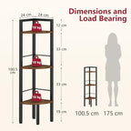 Tajsoon Corner Shelf Stand 3 Tier 39.5" with Metal Frame, Rustic Brown - Image 2
