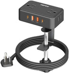 Desk Clamp Power Strip with 4Outlets & 4USB, 6FT Extension Cord for Home by HOPOW