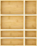 Bamboo Drawer Organizer Boxes, 8-Piece Set for Kitchen & Bathroom by Greatseas
